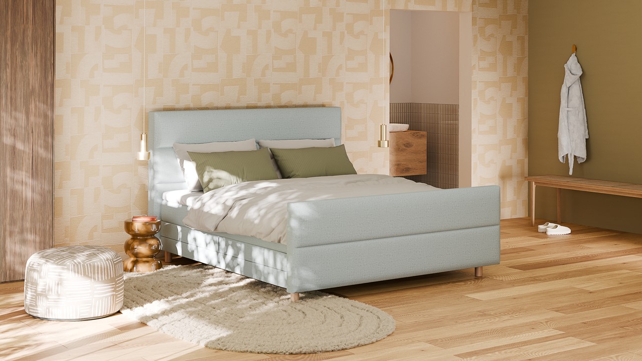 Elektrische boxspring Mica - Soft touch light blue