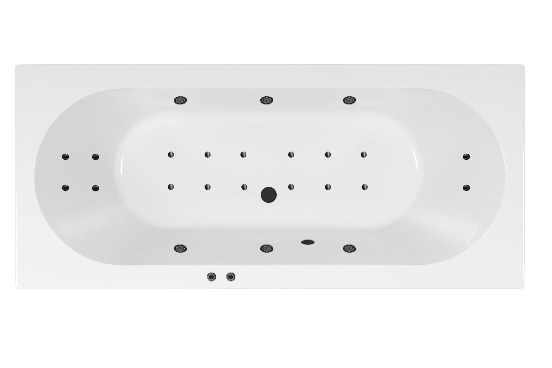Lambini Designs Round bubbelbad 170x75cm elektronisch 6 4 2 hydrojets en 12 aerojets zwart