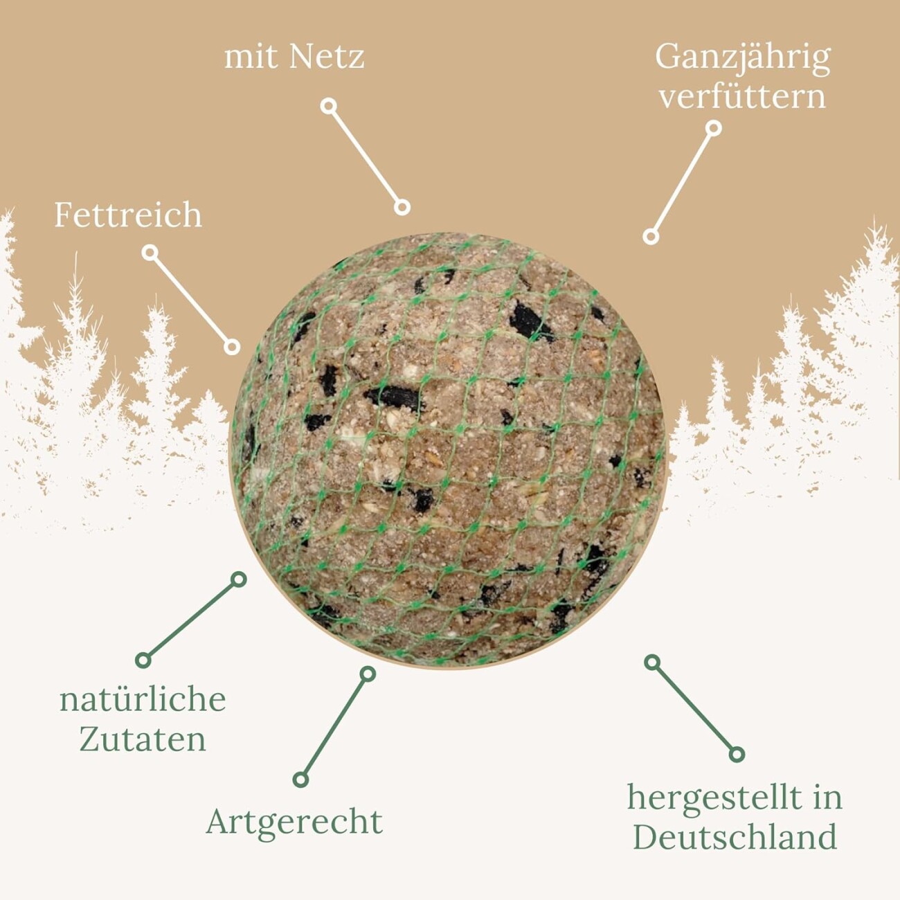 Orni Ganzjahres Riesenmeisenknödel mit Sonnenblumenkernen 500g, mit Netz ohne Folie 12 Stück