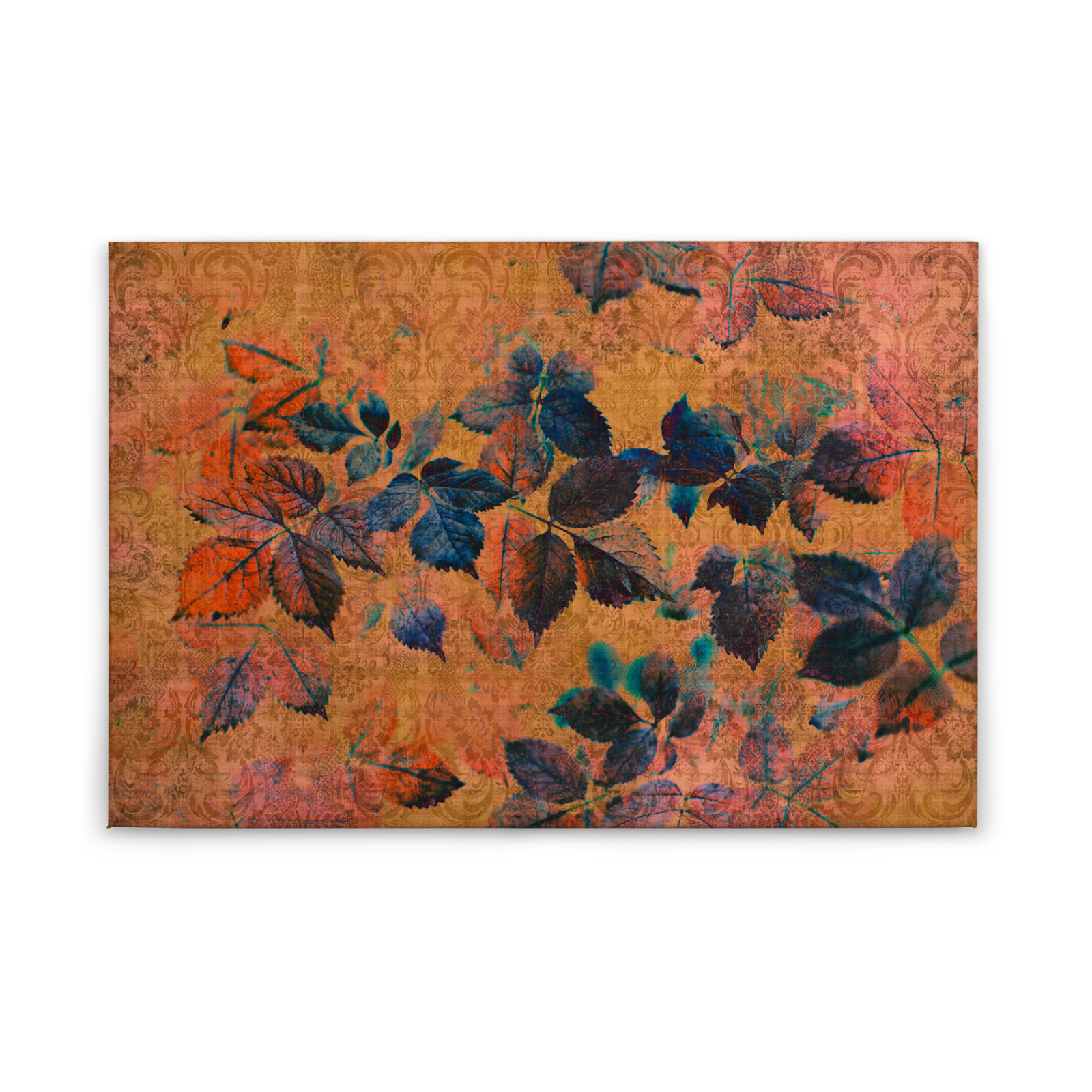 Leinwandbild FLORALDESIGN - orange-blau - 90x60 cm