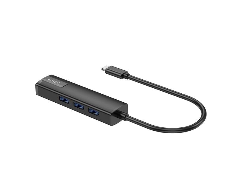 onit USB-C-Hub 3A1RJ45 USB Typ-C Leichter und kompakter Hub mit 3 USB-A-Ports und 1 RJ45-Port