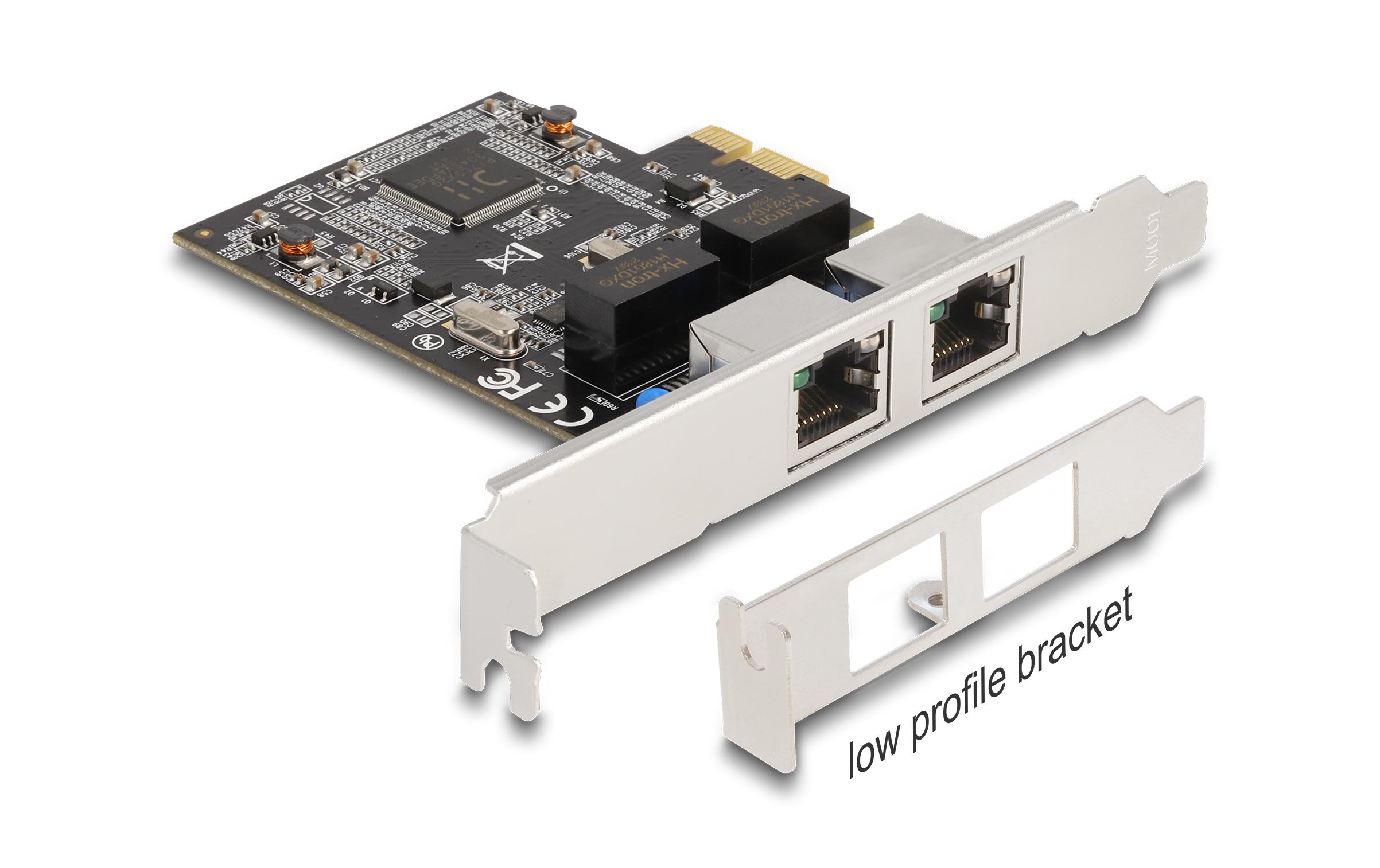 Netzwerkkarte 2xRJ45 Gigabit PCI-Express x1Delock PCI Express x1 Karte auf 2 x RJ45 Gigabit LAN RTL8111
