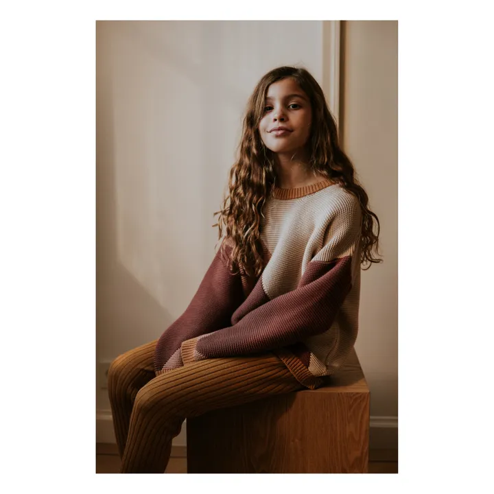 Yuki Pull Chunky Coton Bio Color Block | Bordeaux
