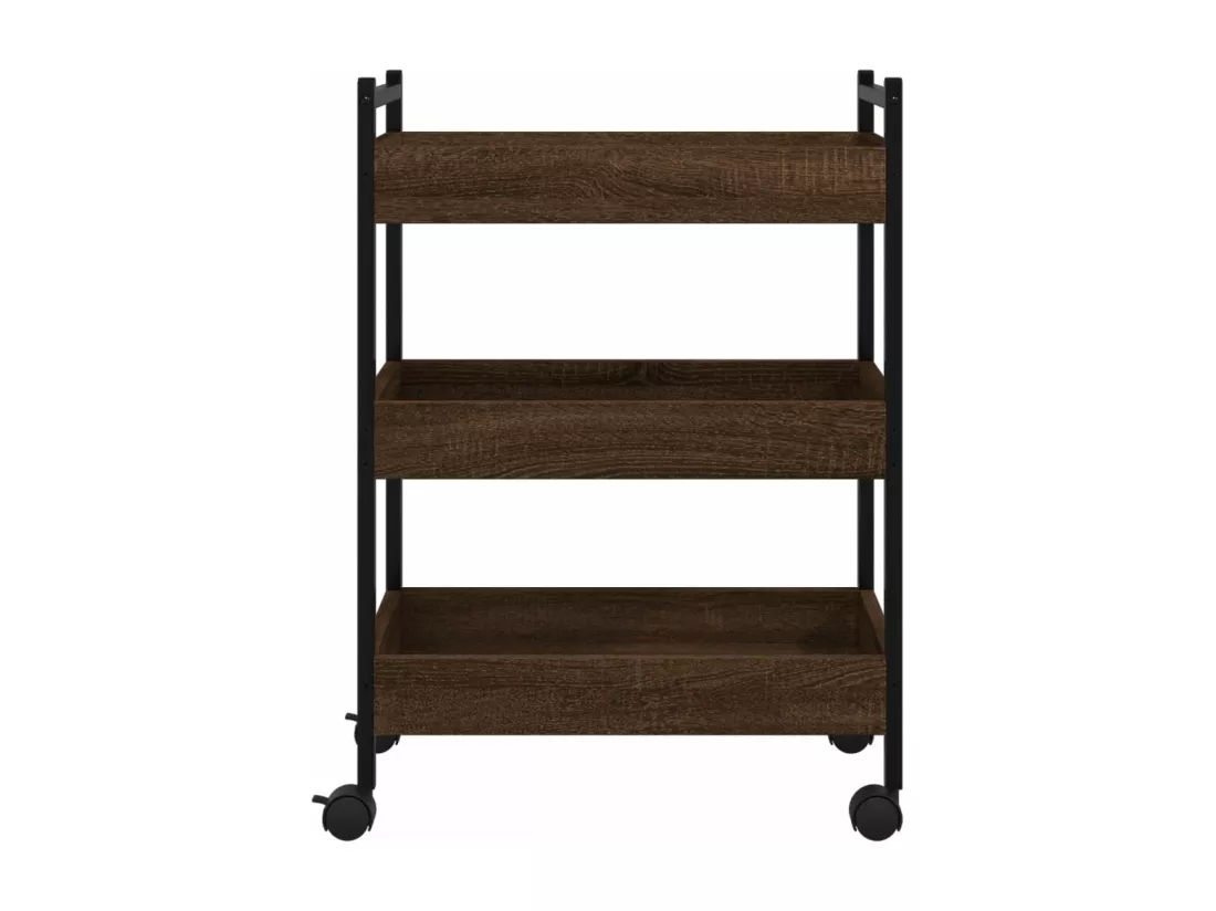 Chariot de cuisine chêne marron 50x30x70 cm bois d'ingénierie