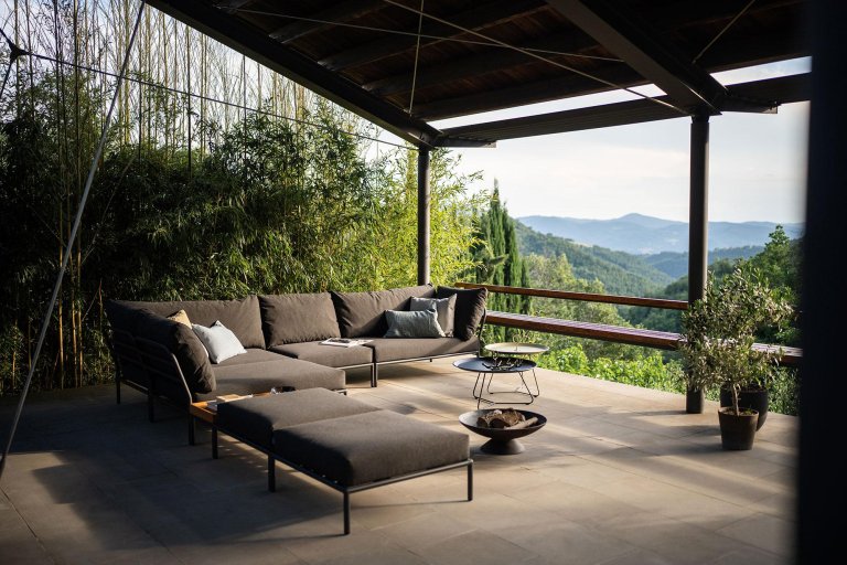 Houe Level2 Cozy Corner loungebank rechts frame wit stof Leaf