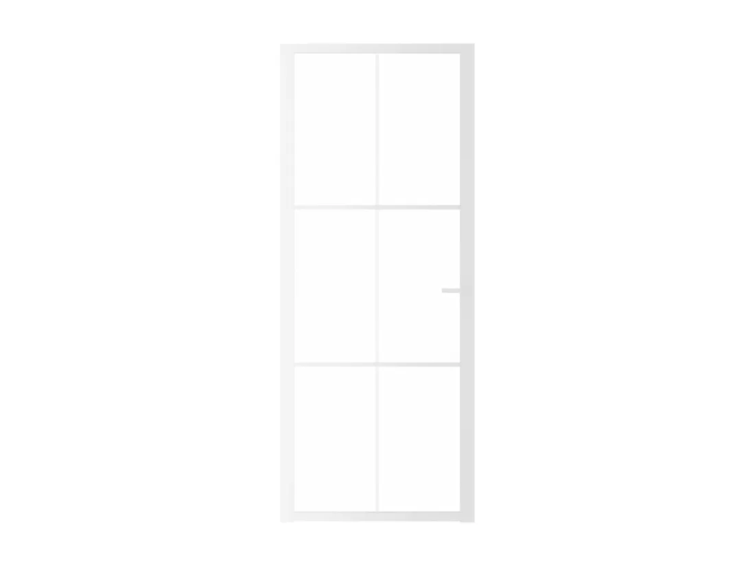 Porte intérieure 83x201,5 cm Blanc Verre ESG et aluminium