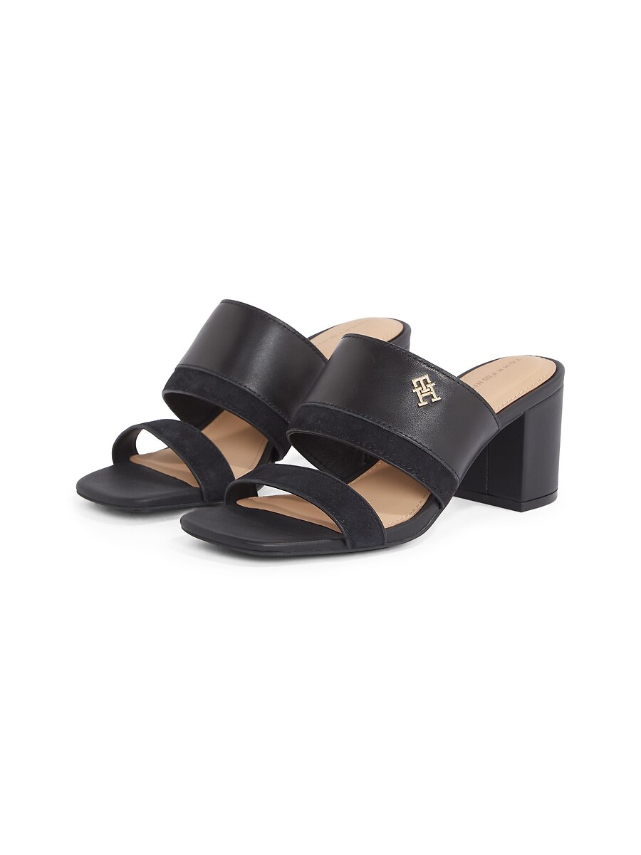 TOMMY HILFIGER<br>Mules de salto alto, em couro