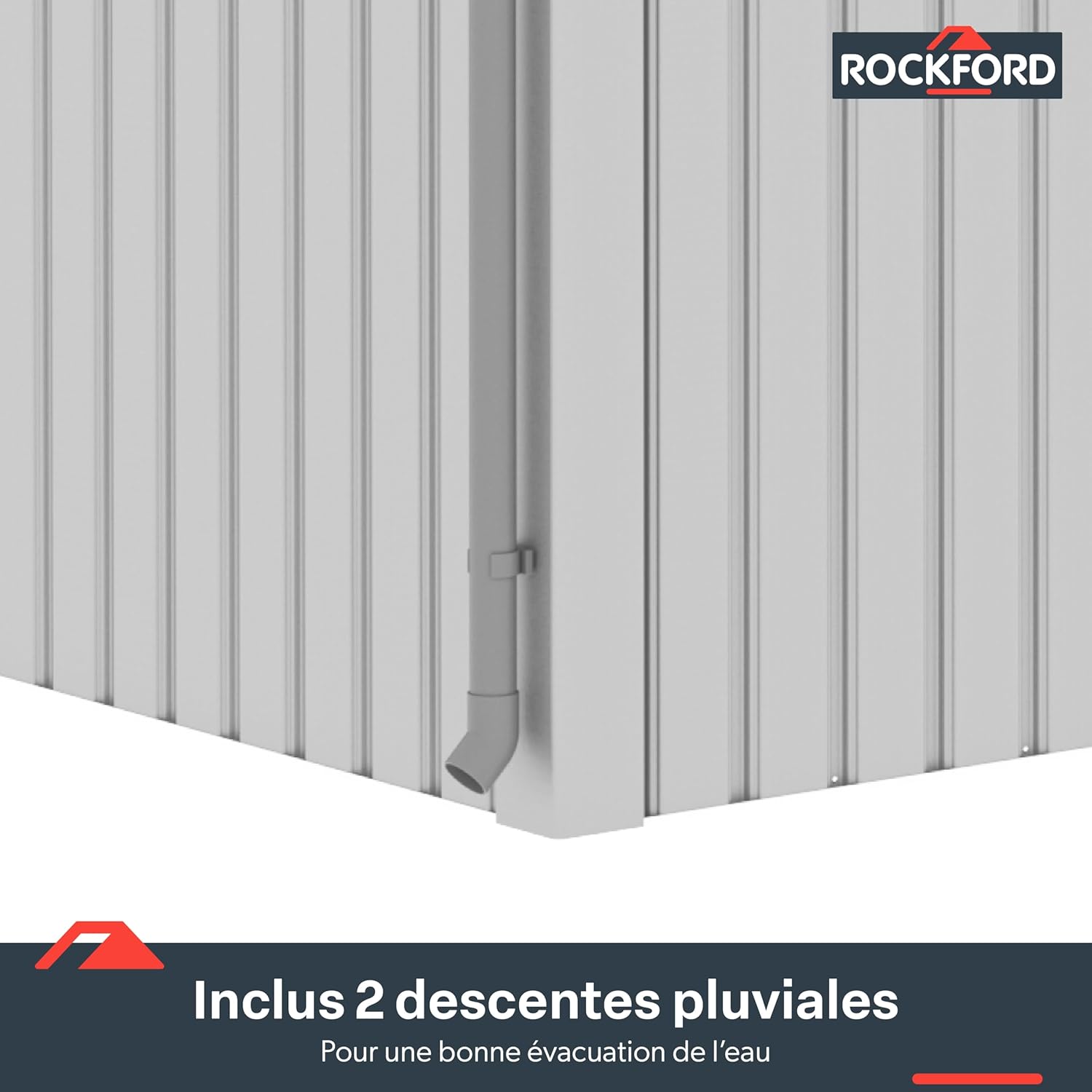 Rockford Porto 400 Gartenhaus aus Metall, hellgrau