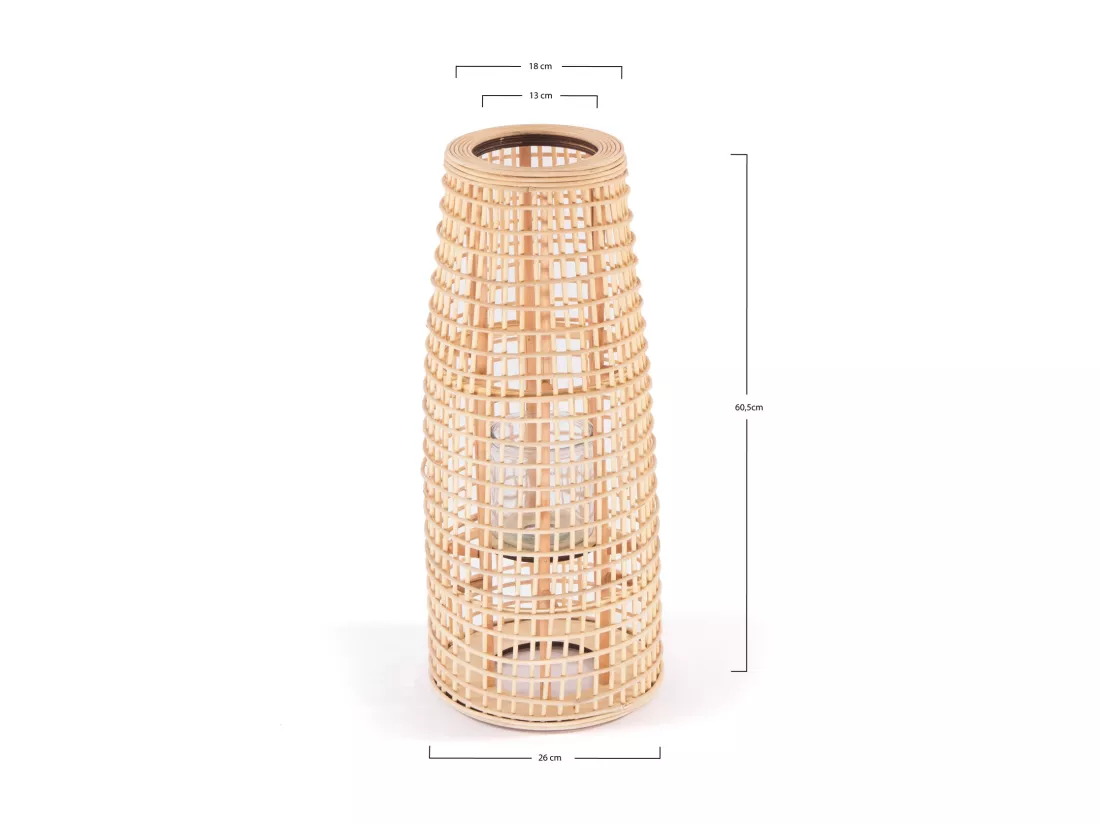 LANTERNE Iva | Couleurs naturelles | avec insert en verre | chandelier, lampadaire, lampe en bambou, lanterne, porte-bougie, luminaire.