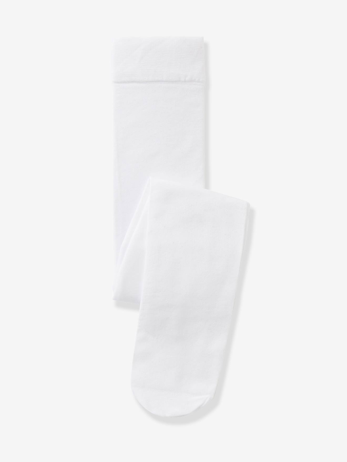 Meia-calça lisa para bebê menina, branca clara