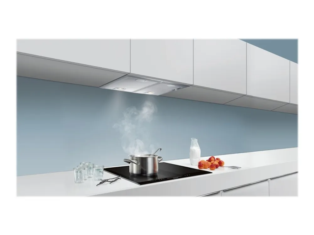 Siemens iQ300 LB55565 - Hætte - tag - Niche - bredde: 50 cm - dybde: 35 cm - udtrækning og recirkulation (-) - med intern motor - metalsølv