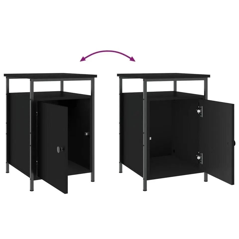 vidaXL - Nachtkastje - Zwart - Bewerkt hout - 2 stuks
