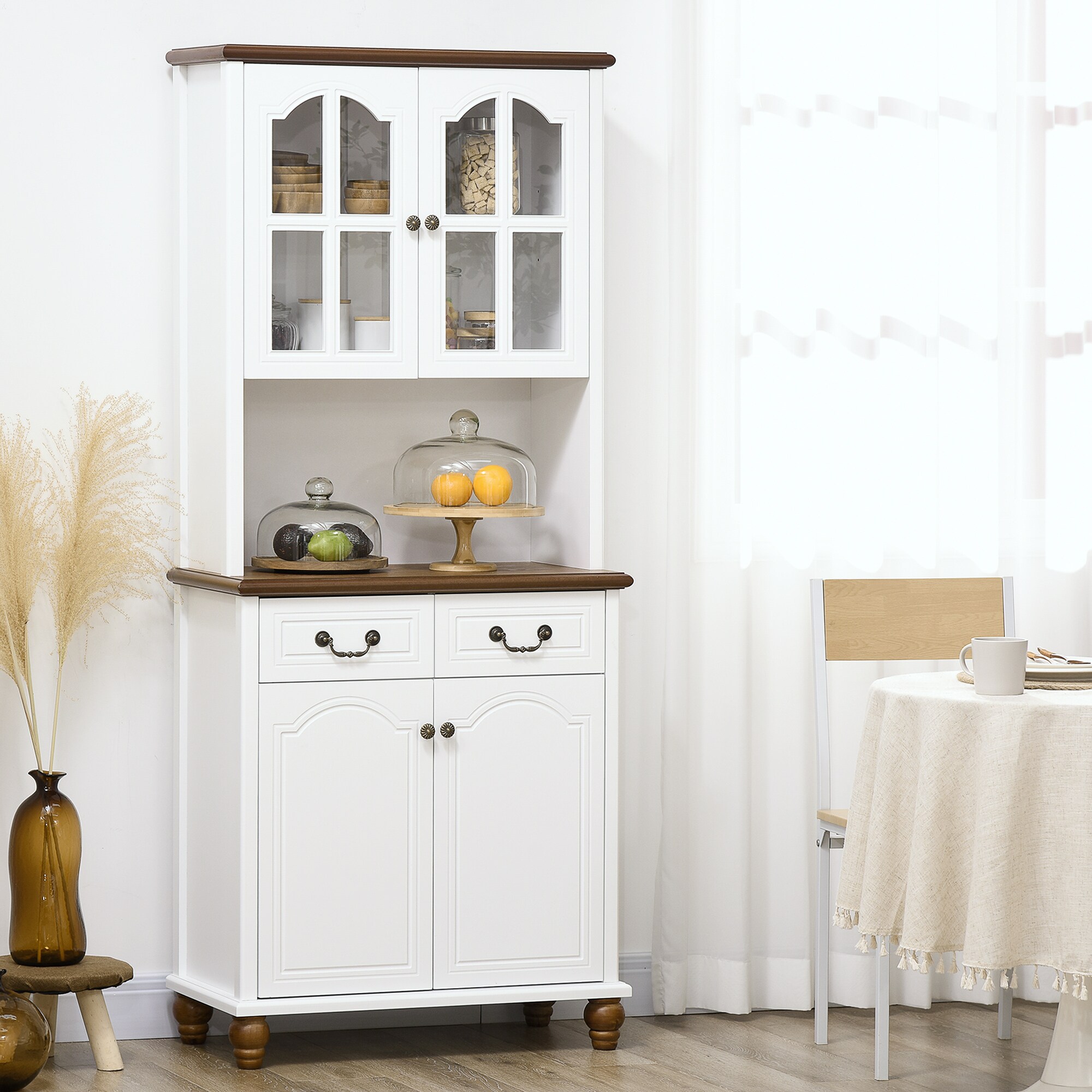 HOMCOM Küchenschrank mit Schubladen weiß 76L x 38B x 182H cm