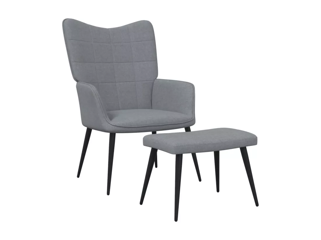 Chaise de relaxation avec tabouret Gris clair Tissu