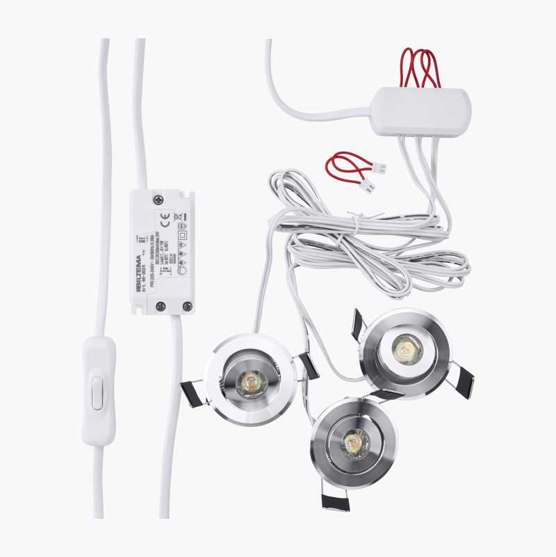 LED-LAMPESETT, 3 STK. 3X1W
