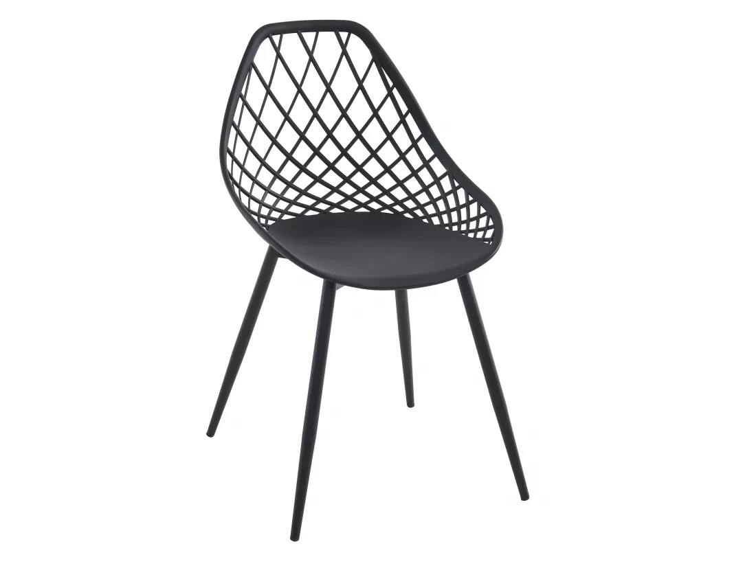 Lot de 2 chaises de jardin en polypropylène avec pieds en métal - Noir - MALAGA de MYLIA