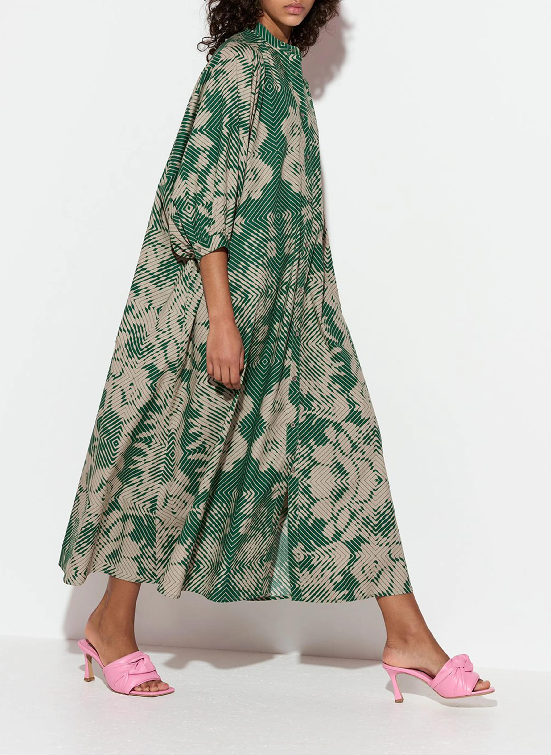 GUMBRELLO - Robe maxi imprimée en coton| Vert
