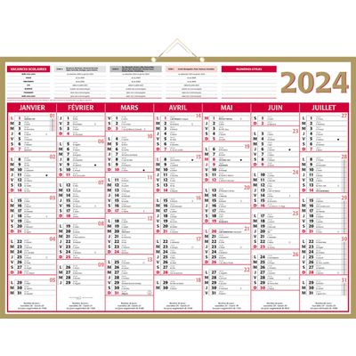 Bouchut Quarantor - Calendrier bancaire 7 mois par face - 40,5 x 55 cm