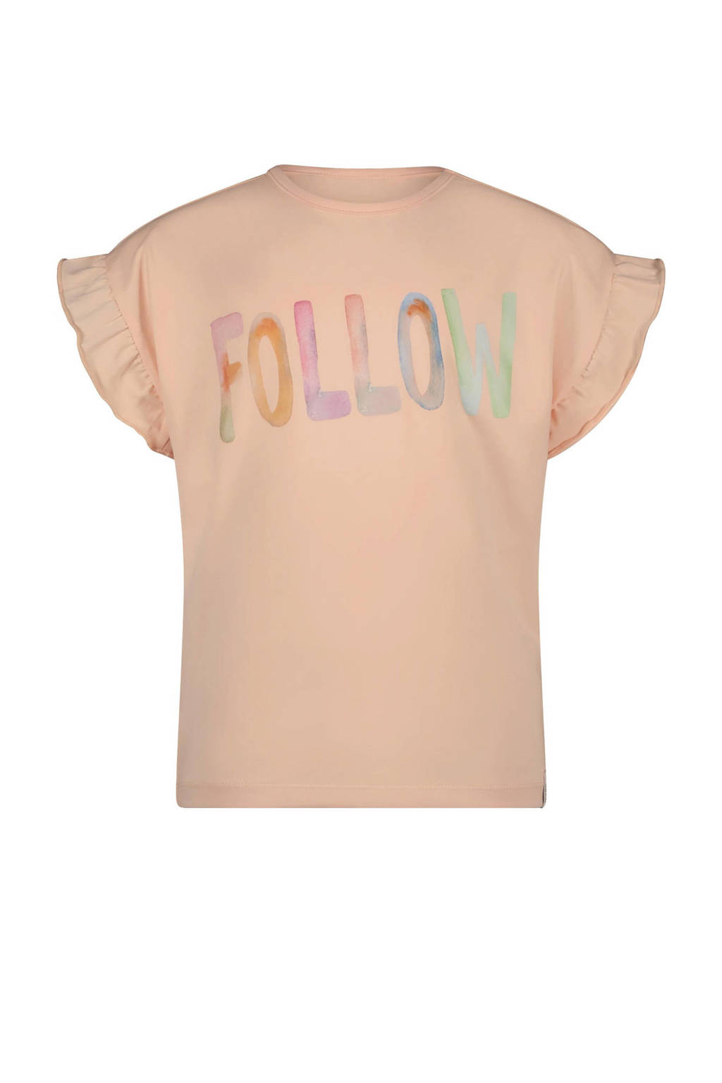 NONO T-shirt Kanou met tekst zalmroze