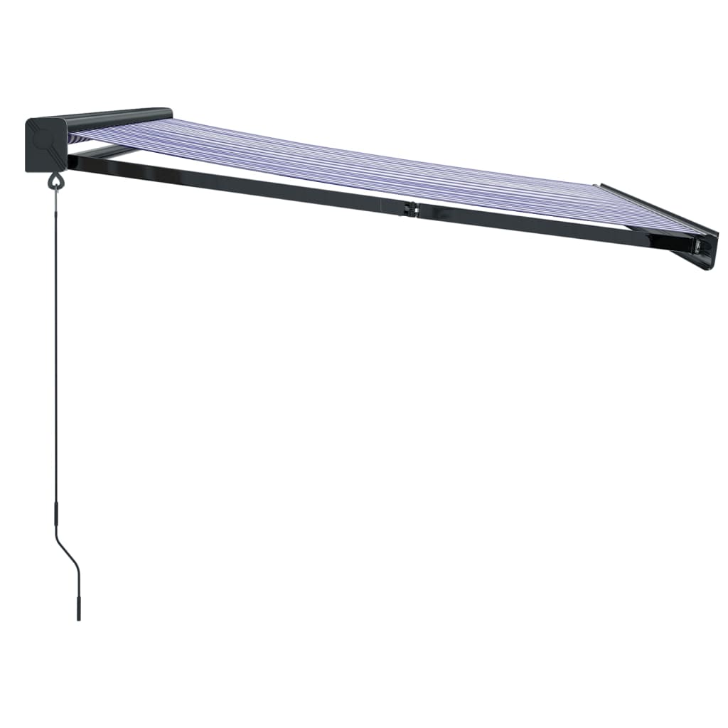 Auvent rétractable bleu et blanc 3x2,5 m tissu et aluminium