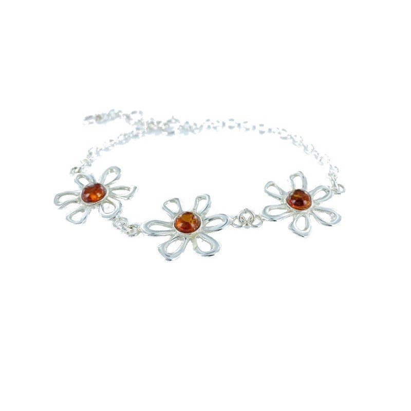 Bracelet argent 925 Ambre veritable de la mer Baltique