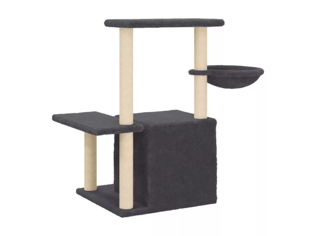 Arbre à chat avec griffoirs en sisal Gris foncé 83 cm