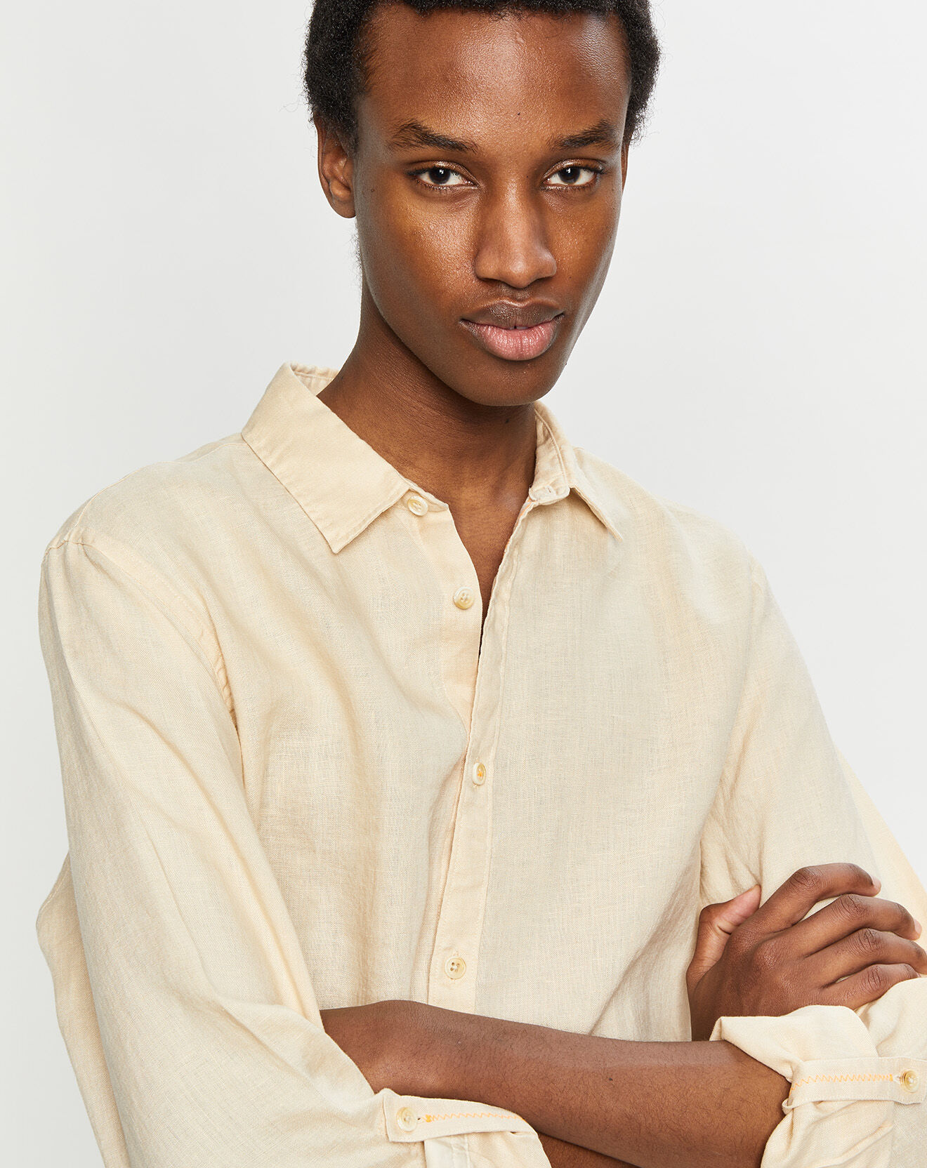 Scotch & Soda Chemise 100% Lin Regular Fit Garment Dyed beige