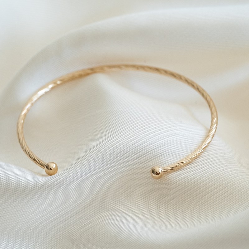 Bracelet Jonc Fin Plaqué Or Torsadé Tendance