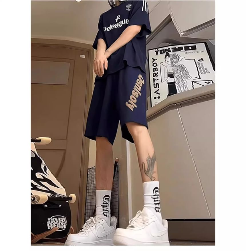 Posive - Shorts met trekkoord en letters
