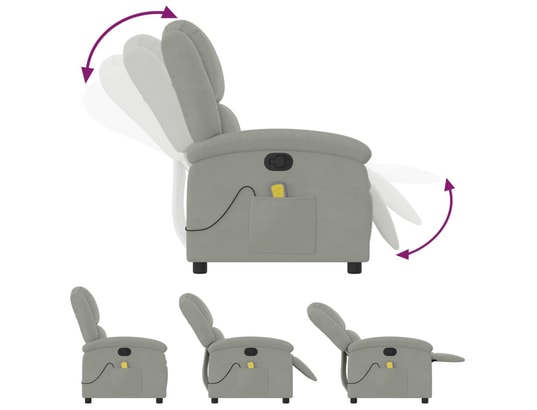 VIDAXL - Fauteuil Relaxation Fauteuil de massage inclinable Gris clair Velours - 71x86,5c...
