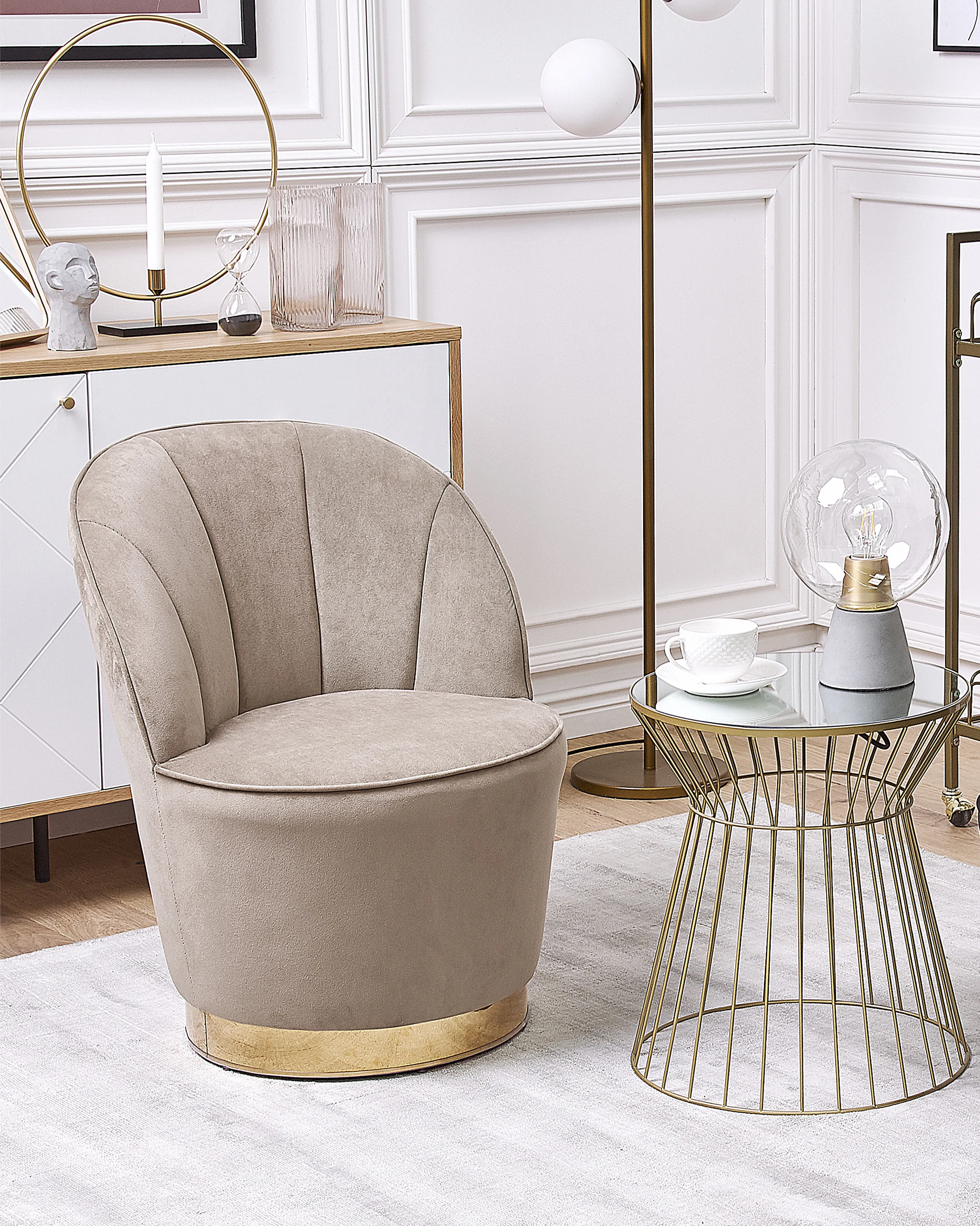 Fauteuil ALBY Fluweel Lichtbeige
