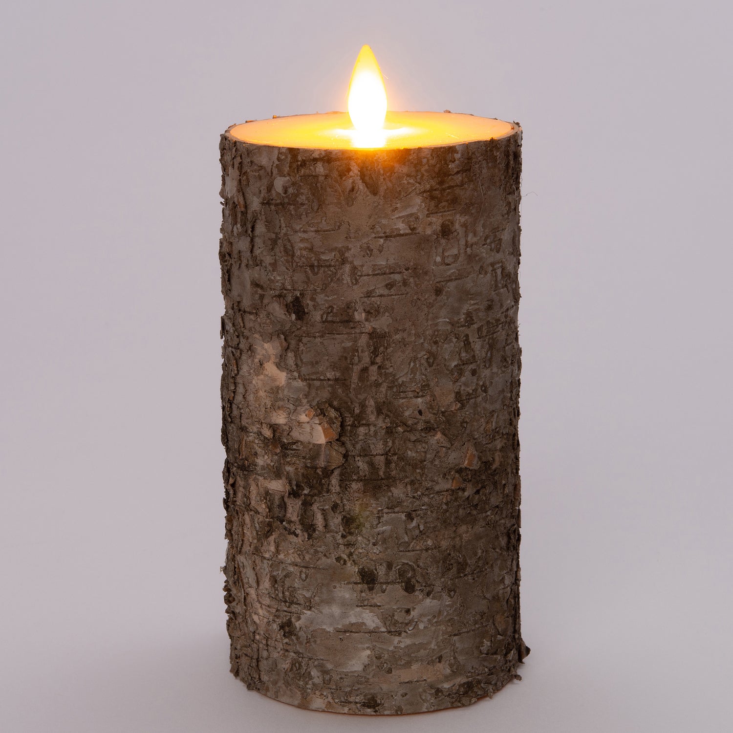 Anna's Collection LED stompkaars berkenhout structuur bruin D 9 H 15,8 cm