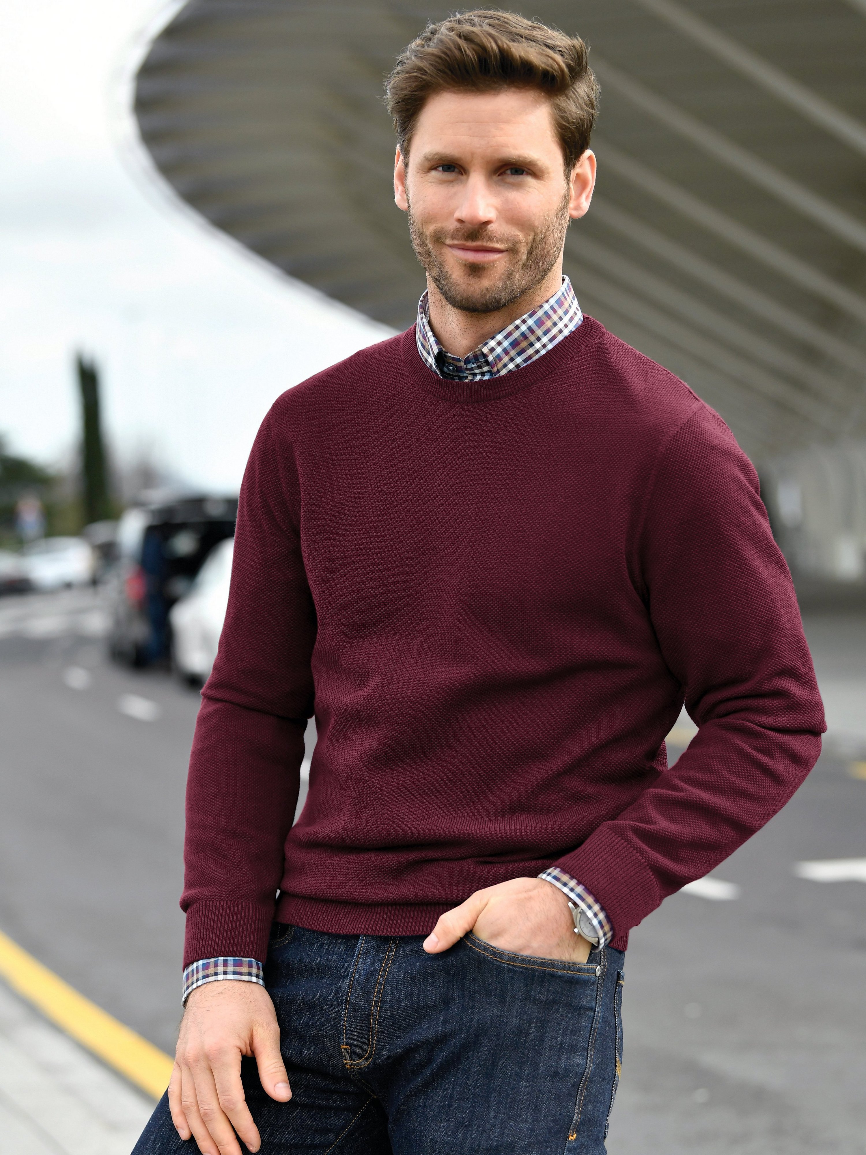 Rundhals-Pullover aus 100% Schurwolle