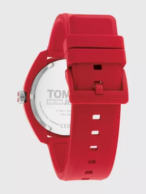 Relógio com pulseira de silicone vermelha