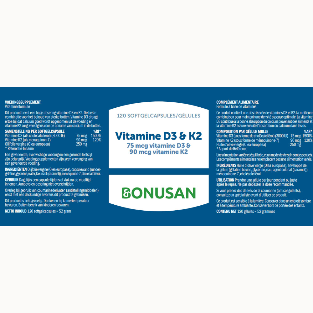 Bonusan Vitamine D3 & K2 120 softgels