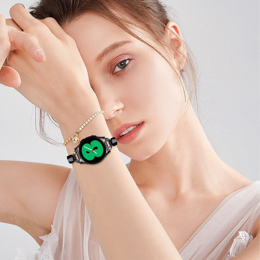 Samsung Galaxy Watch Active 2 (40mm) Strassstein Armreif Edelstahl Schmuckarmband - Schwarz