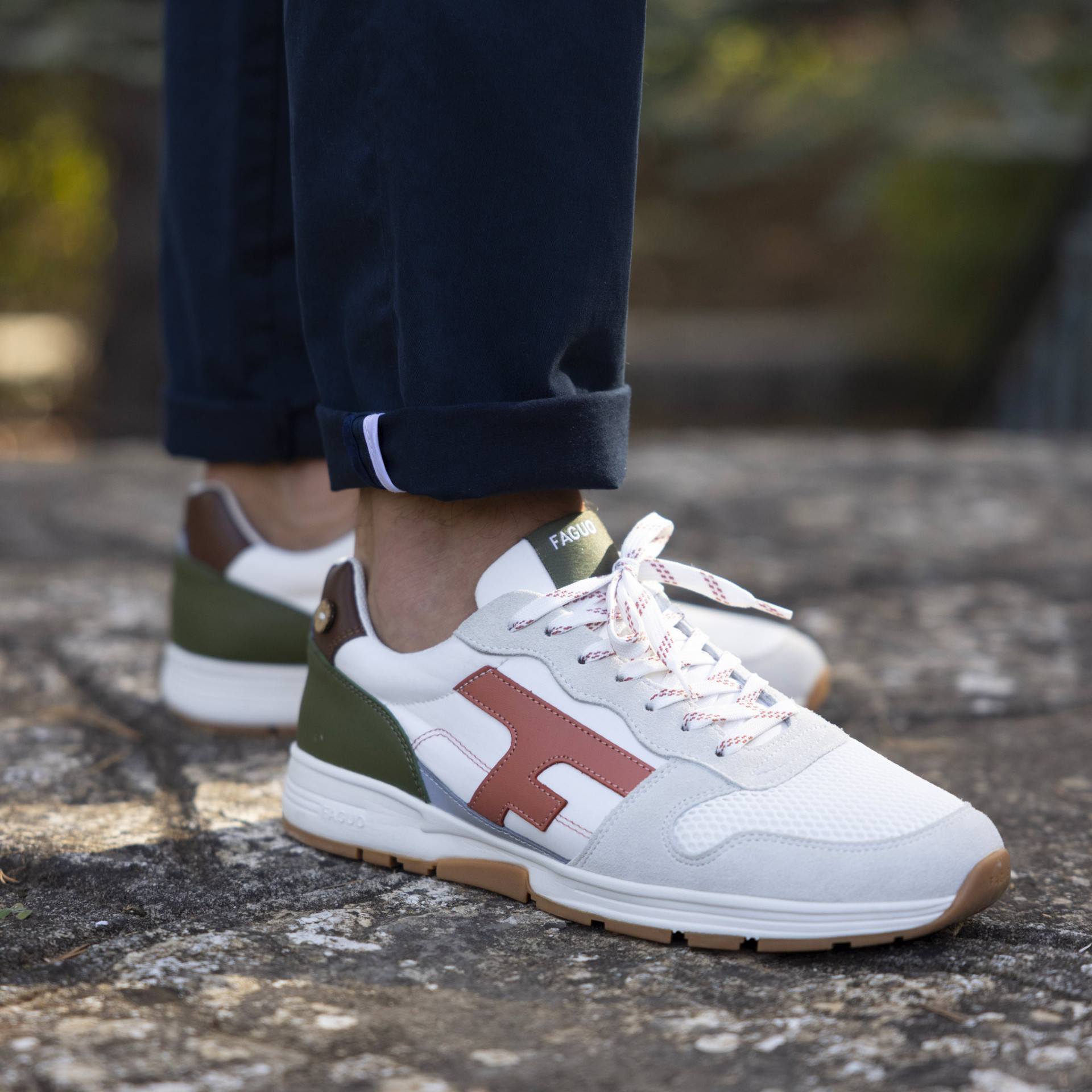 Runnings blanche & terracotta Polyester recyclé - modèle Olive