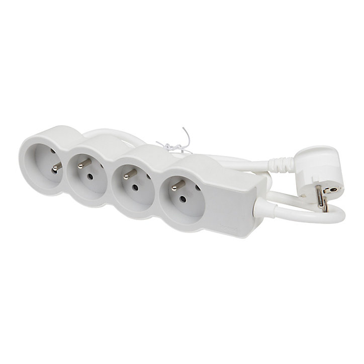 Multiprise 4 prises Legrand blanc et gris 1.5 m