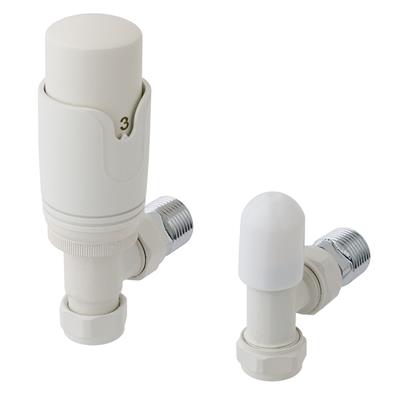 Eastbrook Valve radiator aansluitset haaks met thermostaat wit