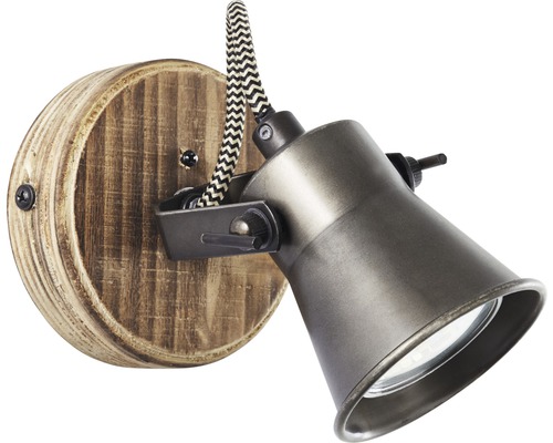 Wandspot, 1-lichts, HxB 13x9,5 cm, bruin/zwart