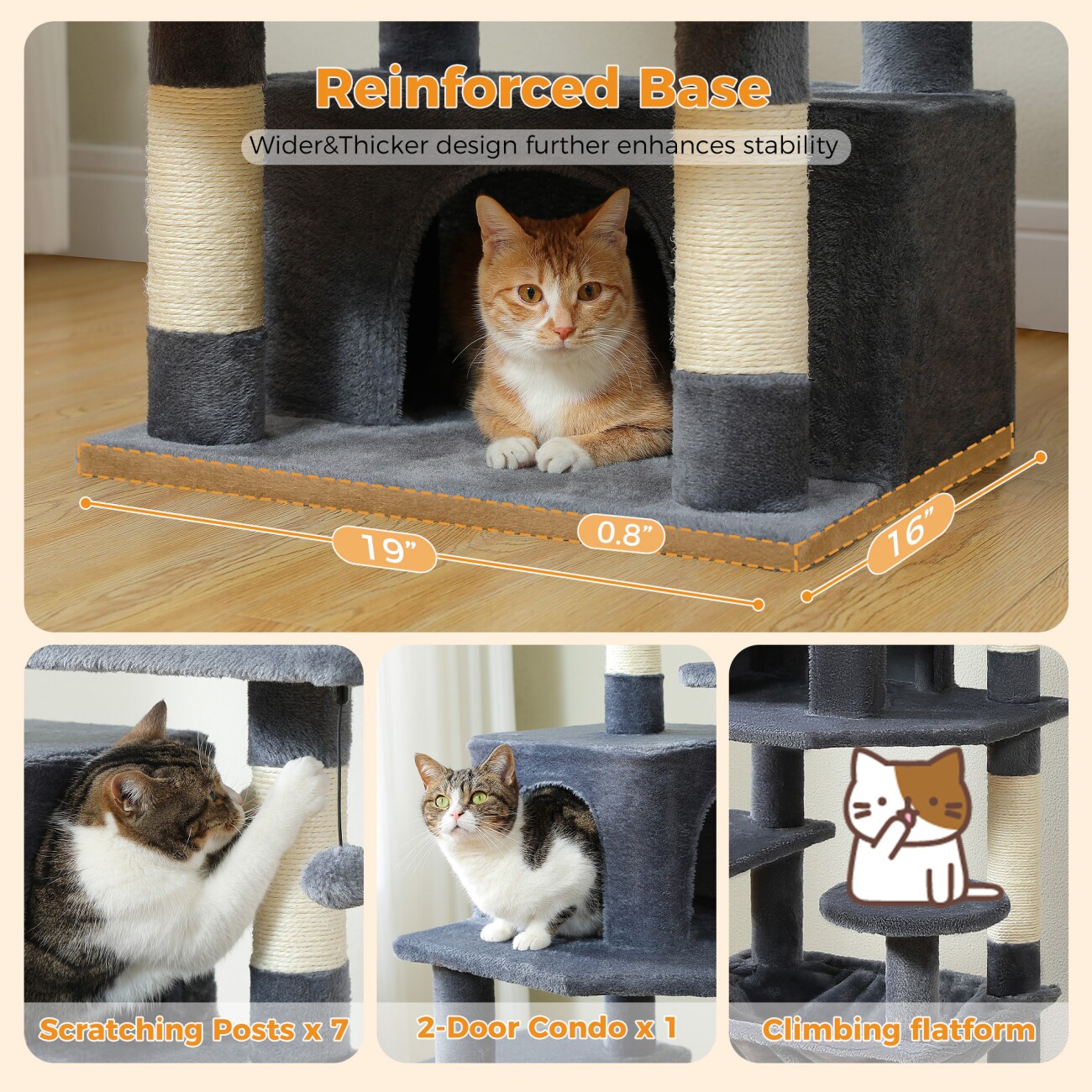 Pawz Road Kratzbaum Groß 164cm dunkelgrau