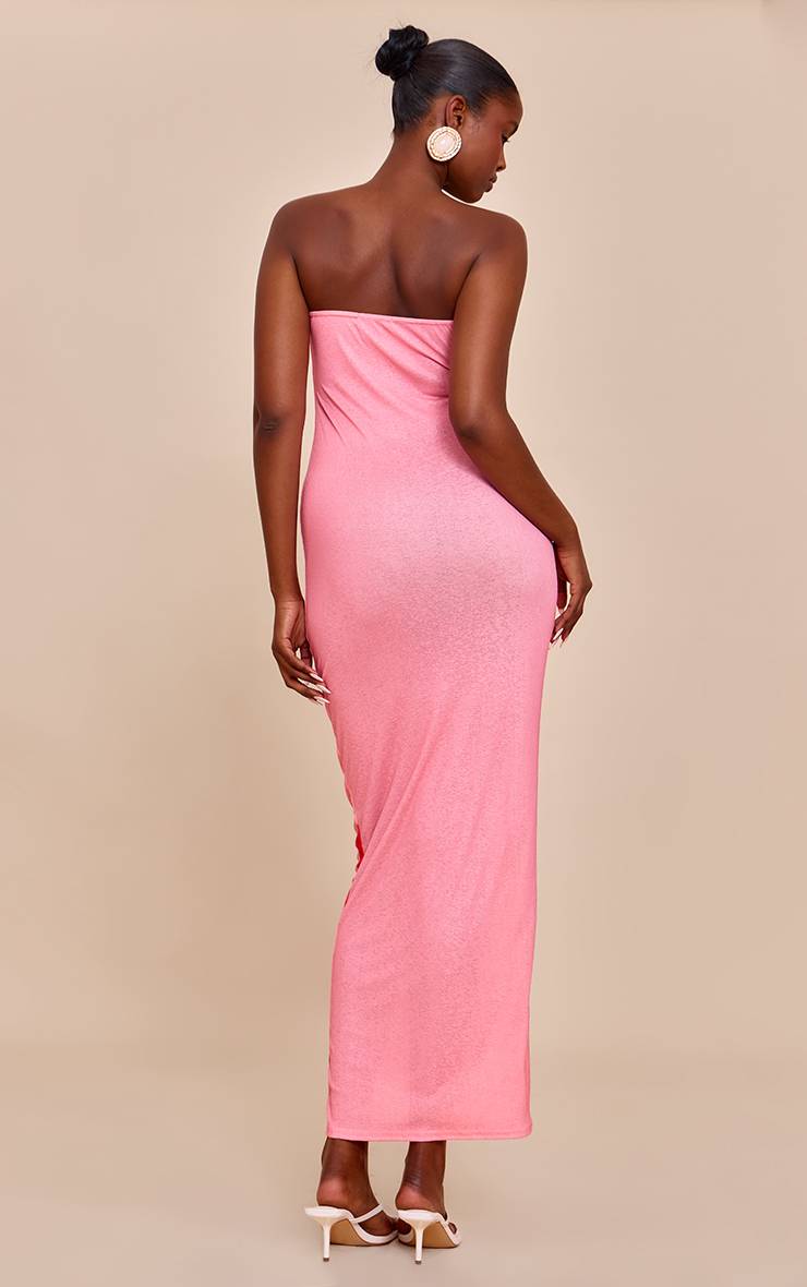 Rose Robe Maxi Bandeau À Imprimé Floral Pelure D'oignon