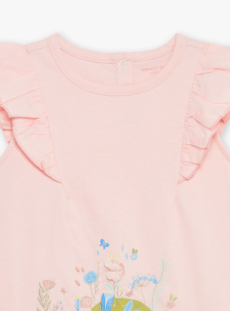 Pyjama rose à motif et imprimé fleurs