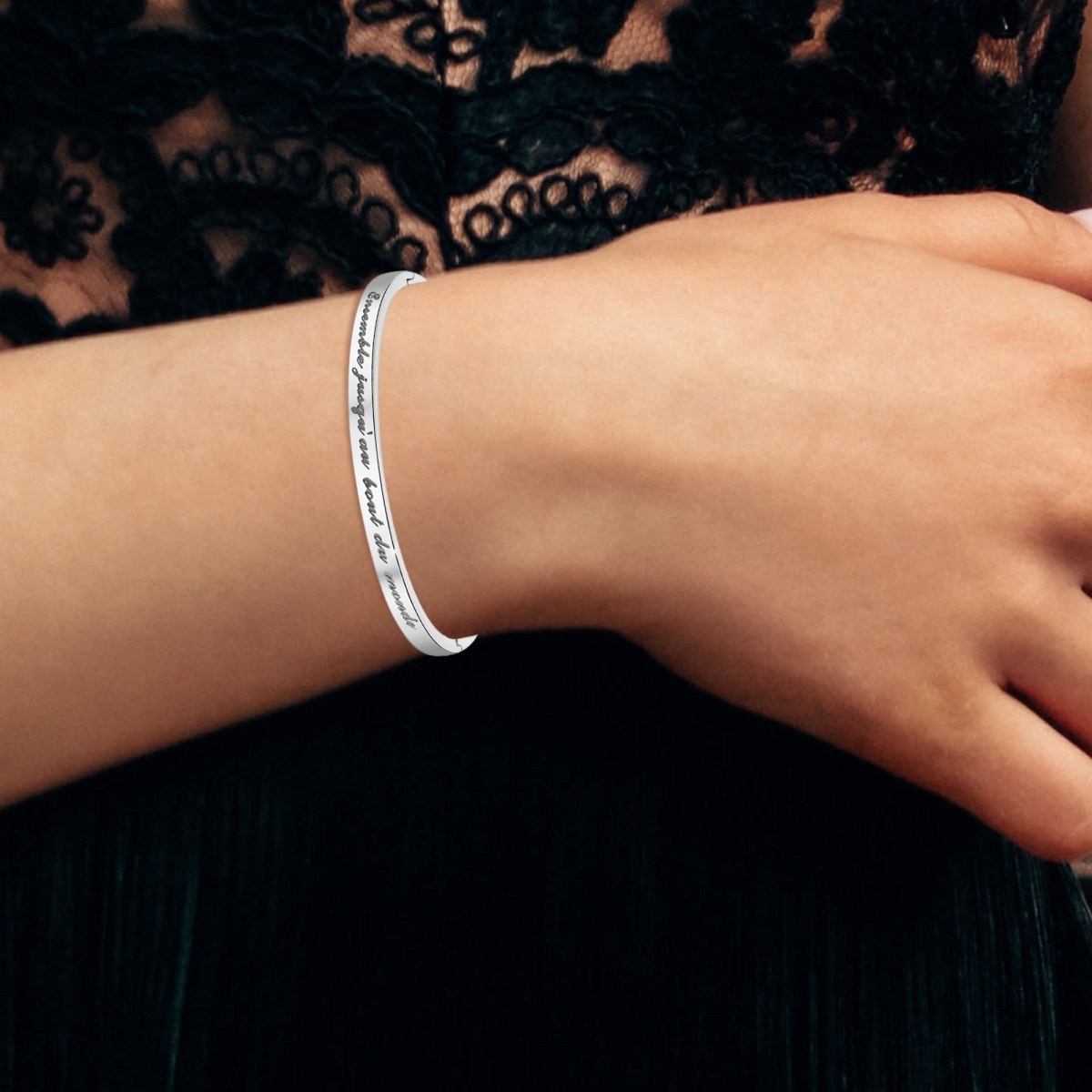 Ensemble jusqu'au bout du monde - Bracelet SC Crystal en Acier Rhodié argenté