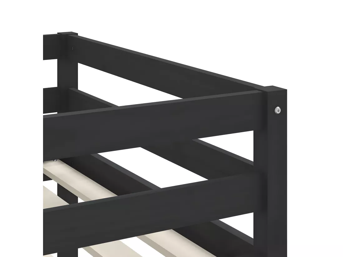Lit mezzanine enfants et rideaux bleu 80x200cm bois pin massif