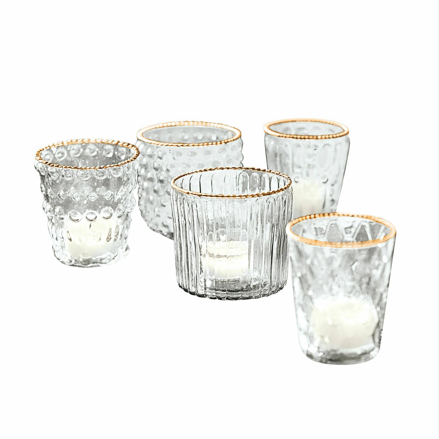 Windlicht 5er Set Jarnac klar/gold
