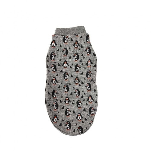 Suéter de tricô cinza com estampa de pinguim da My&dog para cães
