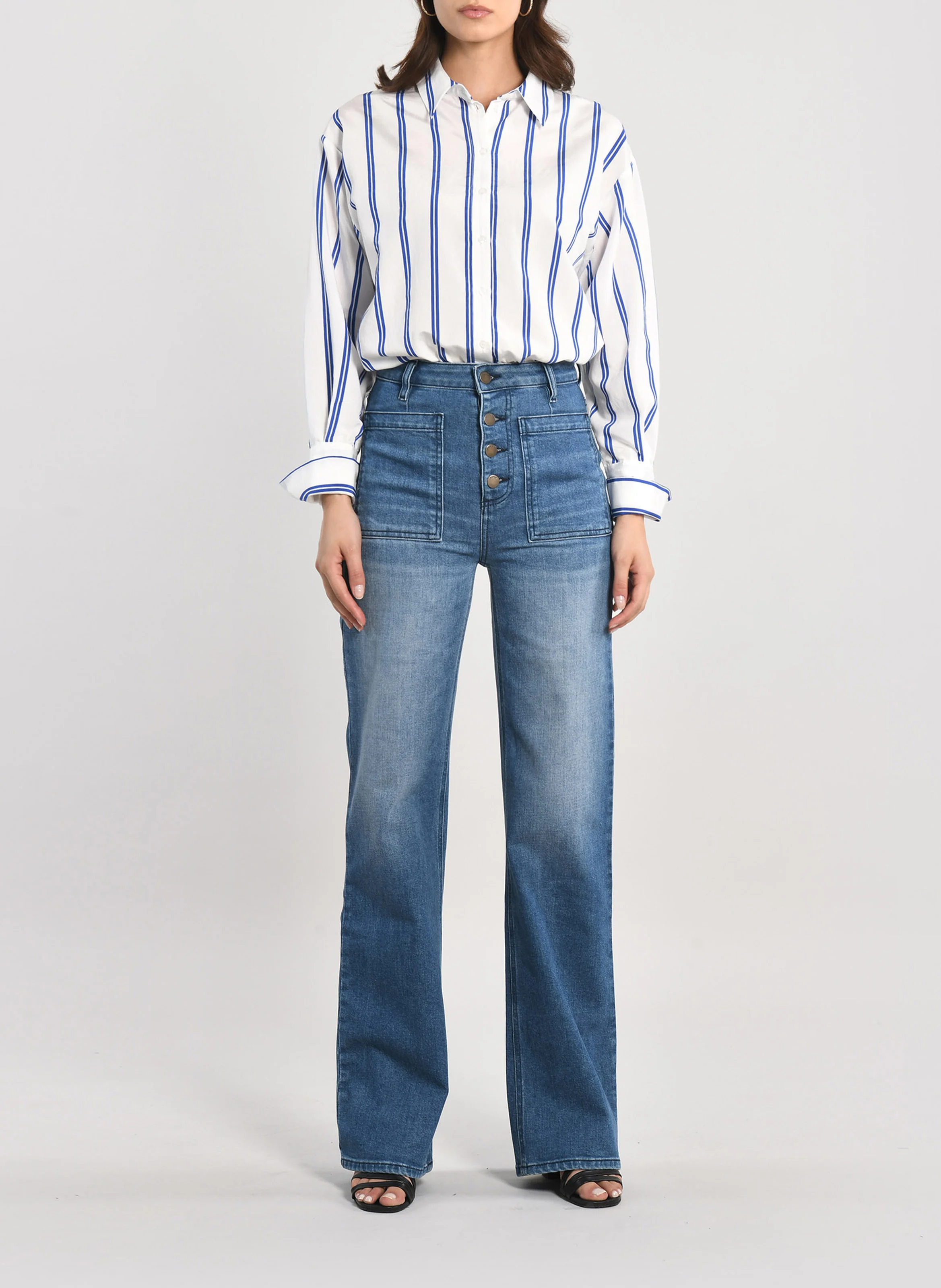 JENNY - Jean flare en coton | Bleu