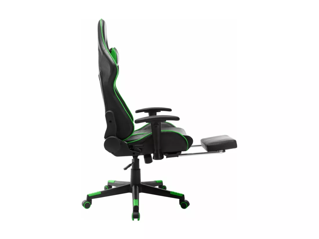 Chaise de jeu avec repose-pied Noir et vert Cuir artificiel