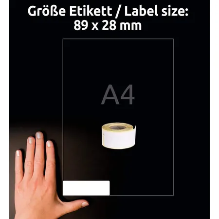 Avery Zweckform AS0722370 Rollenetiketten Adressaufkleber 28 x 89 mm, 2 Rolle/260 Etiketten, weiß